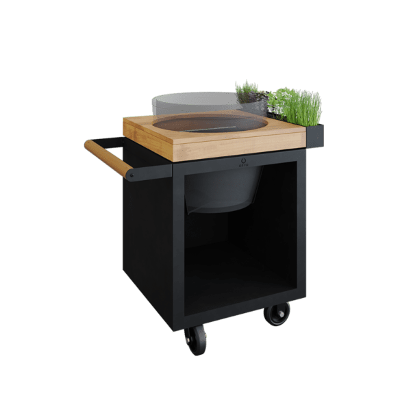 OFYR Kamado Table Black 65 PRO Teakholz BGE